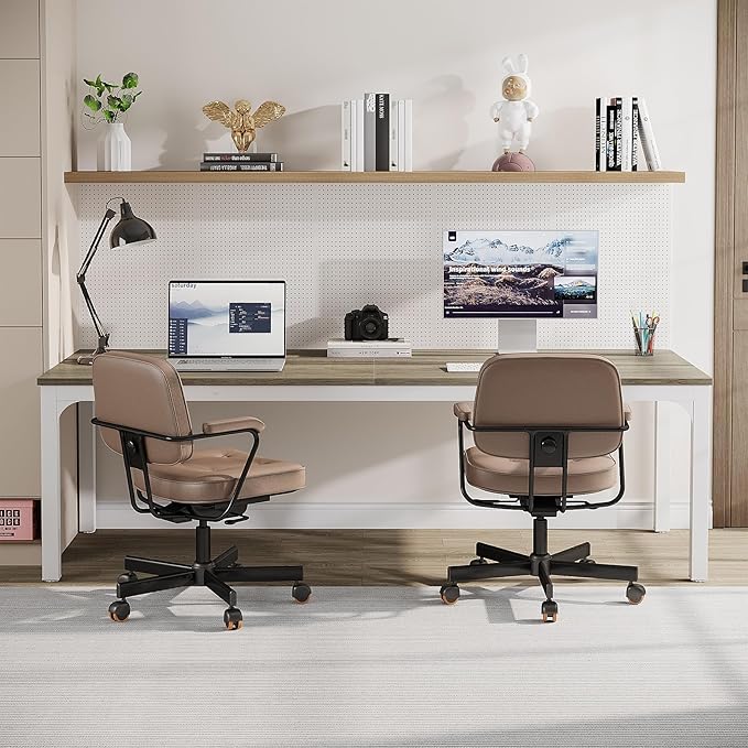 Tribesigns 2-Person Home Office Desk 78.7 Extra Long Computer Desk Double Workstation for Home Office Work Desk for Two People (Oak)