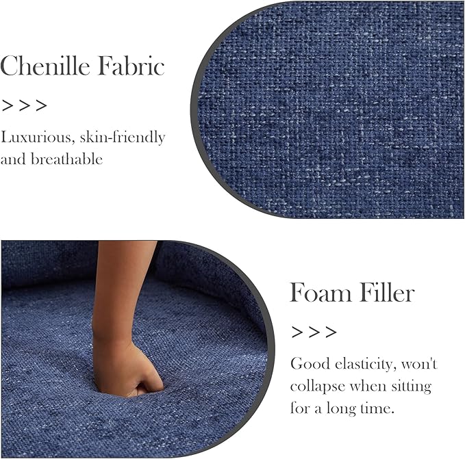 Aoiy &amp Wifon 40.55 W Oversized Swivel Accent Chair Modern Comfy Swivel Armchair for Living Room Woven Chenille Navy