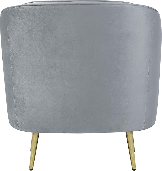 Coaster Home Furnishings - Sophia - Channel Tufted Barrel Accent Chair with Gray Velvet Upholstery Foam Cushion Gold Legs and Vertical Channel Tufting - Living Room - Gray - 506866