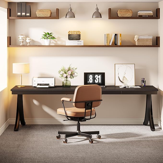 Tribesigns 2 Person Computer Desk 78.7-Inch Extra Long Desk Large Double Desk for Two People Workstation with Stylish Legs (Black)