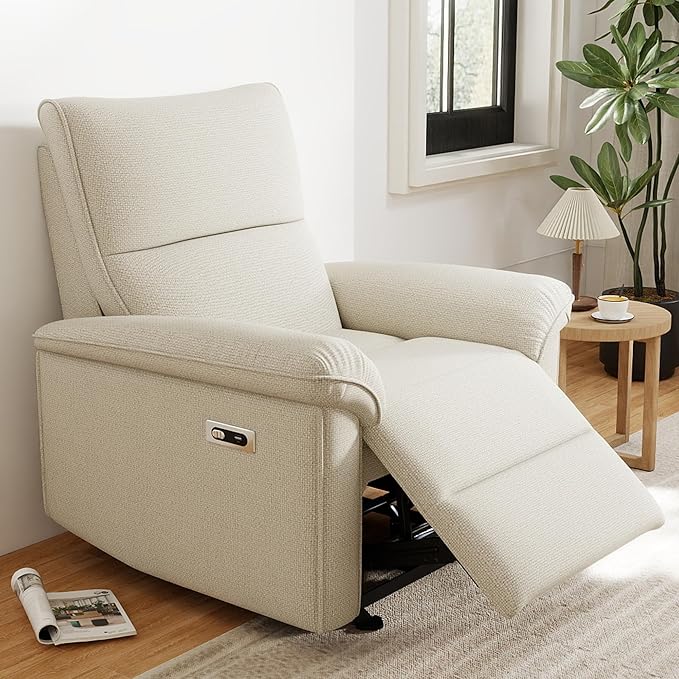 Wall Hugger Power Recliner Chair Zero Wall Electric Recliner Chairs with USB Port Snowflake Velvet Space Saving Large Recliner for Living Room RV Home Theater