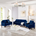 Velvet Upholstered Loveseat Sofa Modern Small 2-Seater Couch with Wooden Legs for Livingroom BedroomEasy to InstallNavy