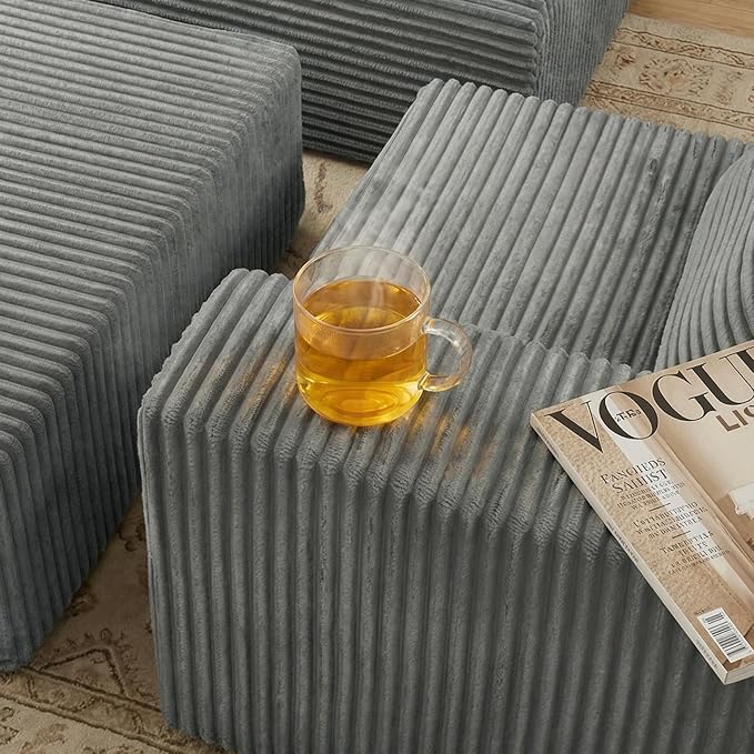 Sytopia 109 L-Shaped Cloud Couch Modular Sectional Sofa with Deep Seat for Living Room Bedroom Modern Floor Couch Corduroy Comfy Sleeper Futon Sofa Bed 40D Foam Furniture Left Facing