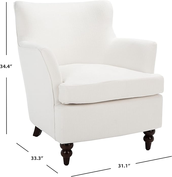 SAFAVIEH Home Collection Levin White/Walnut Accent Club Chair