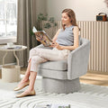 360° Swivel Barrel Accent Chair Modern Swivel Accent Chair Chenille Upholstered Armchair with Armrests &amp Storage Comfortable Single Lounge Sofa for Living Room Bedroom Office - Light Grey