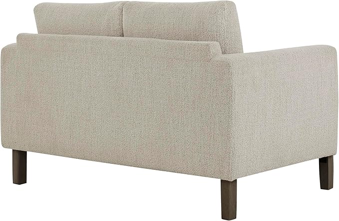Modway Hawken 54 Inch Boucle Loveseat in Parchment Espresso with Wood Legs – Mid-Century Modern Small Space 2-Seater Sofa for Living Room Bedroom or Office Lounge