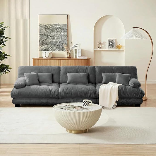 SoarFlash 133.8” Sectional Sofa 3 Seat Couch L Shaped Modern Sofa with Solid Wood Legs Couches Sofas for Living Room Apartment Comfortable Small Couches for Small Spaces Grey