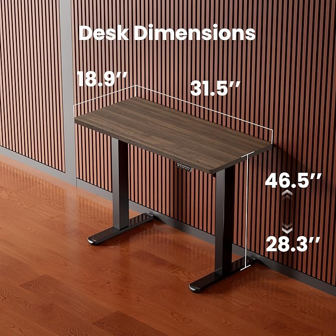 ErGear Height Adjustable Electric Standing Desk 32 x 19 Inches Sit Stand up Desk Memory Computer Home Office Desk Dark Walnut