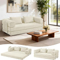 81 Convertible Sofa Bed with Storage Pockets 5-in-1 High Density Foam Boneless Couch Corduroy Folding Futon Sleeper Sofa for Living Room Bedroom Apartment No Assembly Required Beige