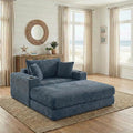 53 Oversized Chaise Lounge Chair Indoor Modular 3-in-1 Corduroy Boneless Chair Cloud-Like Cozy Comfy Sofa Bed Sleeper Couch for Reading Living Room Bedroom Blue