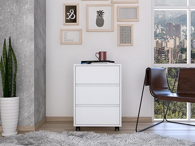 Vienna Mobile Filing Cabinet with All Metal Hardware Roller Blade Glide and Three Drawers. for Office