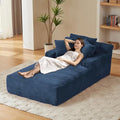 80 Inch Chaise Lounge Chair Indoor Oversized Corduroy Upholstered Boneless Sofa Bed Deep Seat Sleeper Couch Reading Chairs Cloud Sofas Couches for Living Room No Assembly Required (Blue)