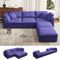 108 Modular Sectional Sofa with Movable Ottoman No Assembly Required Boneless Cloud Couch Deep Seat L Shaped Sectional Couches for Living Room Bedroom and Apartment Purple