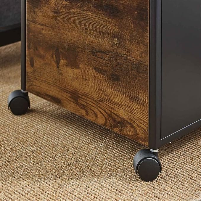 GLigeT Filing Cabinet Industrial Style Mobile File Cabinet on Wheels with 2 Drawers Open Shelf for A4 Letter Size Hanging File Folders File Storage Cabinets
