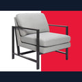 Tommy Hilfiger Russell AccentChair Medium-Soft Pillow Back Mid-Century Modern &amp Industrial Armchair Comfortable LoungeChair for Living Room Bedroom or Office Gray Square Metal Frame in Light