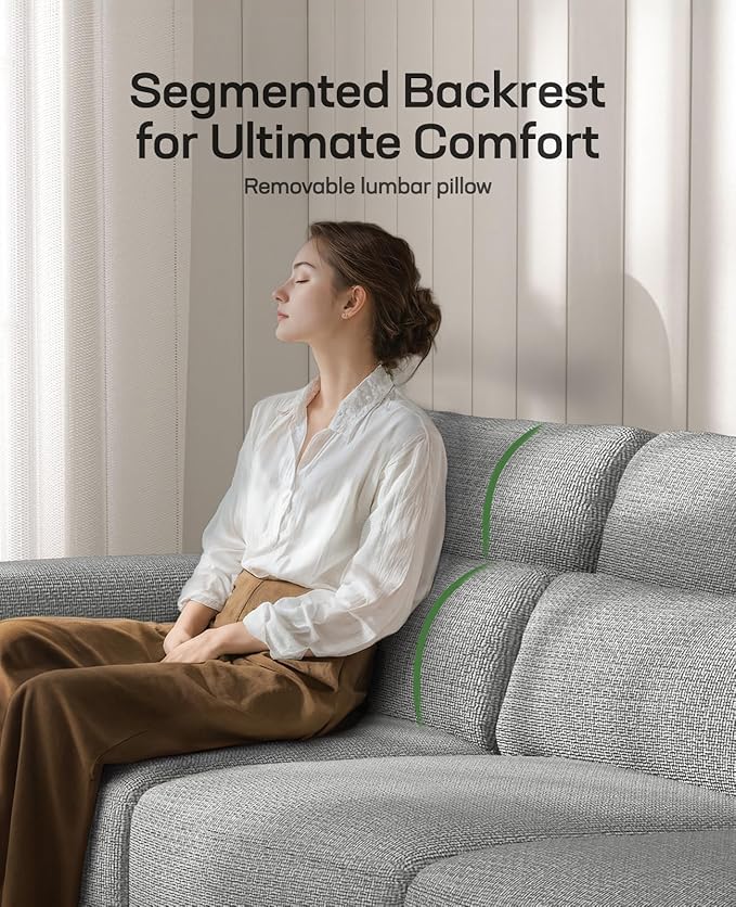Marsail 40 Inch Single Sofa 1-Seater Modern Comfy Couch with Deep Seats Upholstered Linen Couches for Living Room Bedroom OfficeApartment Grey