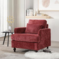 KINFFICT Modern Accent Chair for Living Room Upholstered Single Sofa Chair with Lumbar Pillow Comfy Armchair with Thickened Cushion Living Room Chairs for Bedroom Office Red Chenille