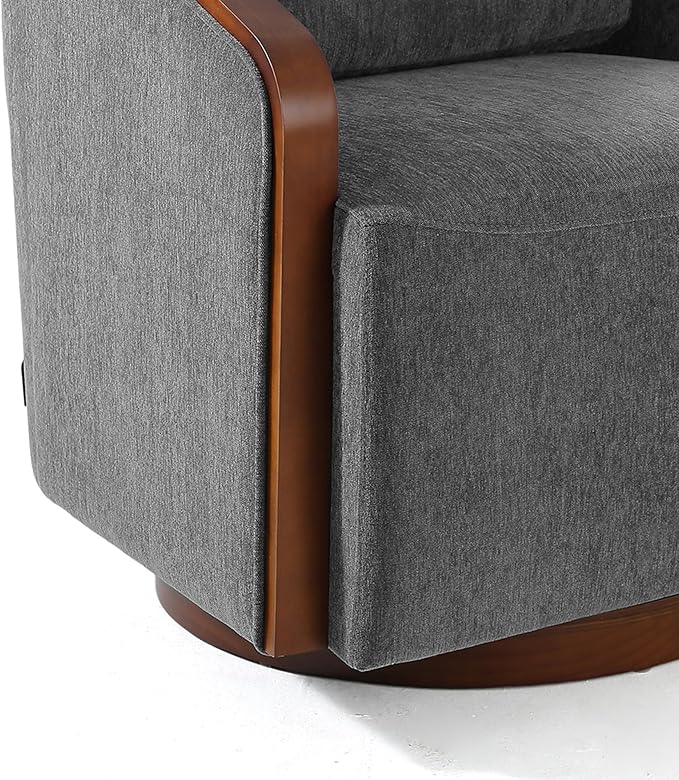 UIXE Swivel Accent Chairs Set of 2 Chenille Barrel Club Chair Upholstered Armchair for Living Room Contemporary Arm Chair Bedroom Reading Seat Nook Single Sofa with Back Pillow - Dark Gray