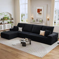 135 Modular Sectional Sofa Modern Corduroy L Shaped Cloud Couch with Chaise Lounge Boneless Upholstered Couches with Deep Seat for Living Room No Assembly Required (Black Left Facing Chaise)