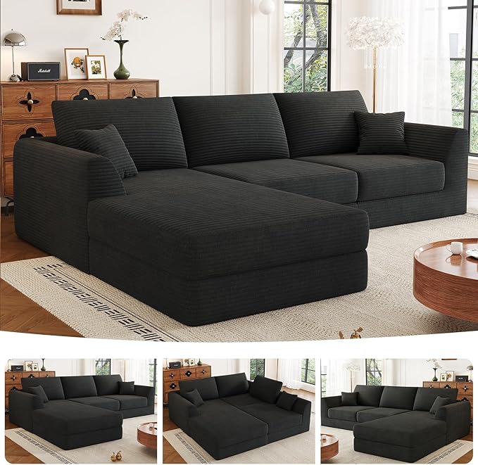 106” Modular Sectional Sofa Cloud Sectional Couch with Deep Seat Modern Modular L-Shape Sofa Couch with ChaiseUpholstered Boneless Couches for Living Room Bedroom No Assembly Required