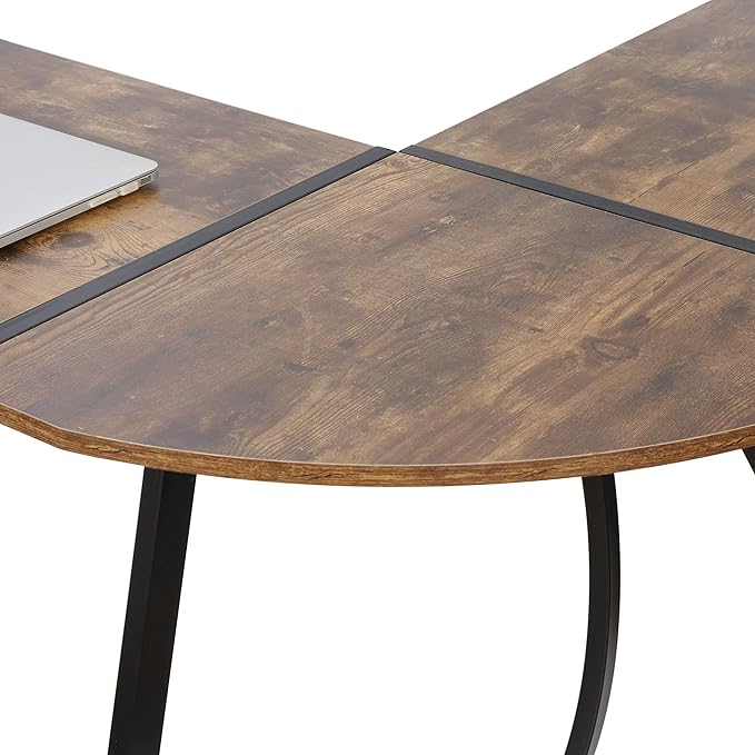 Nouva L Shaped Desk Computer Gaming Desk Modern Home Office Corner Desk w/Large Desktop (Rustic Brown) AE436