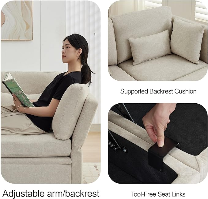 Sectional Modular Sofa with Storage Sectional U Shaped Couches for Living Room Cloud Convertible Sectional Sofa with Chaise 6-Seat Couch with Cushions Adjustable Backrest Khaki