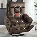 CANMOV Large Power Lift Recliner Chair with Massage and Heat for Elderly Big and Tall People Overstuffed Wide Recliners with 2 Cup Holders Side Pocket and USB Port Dark Brown