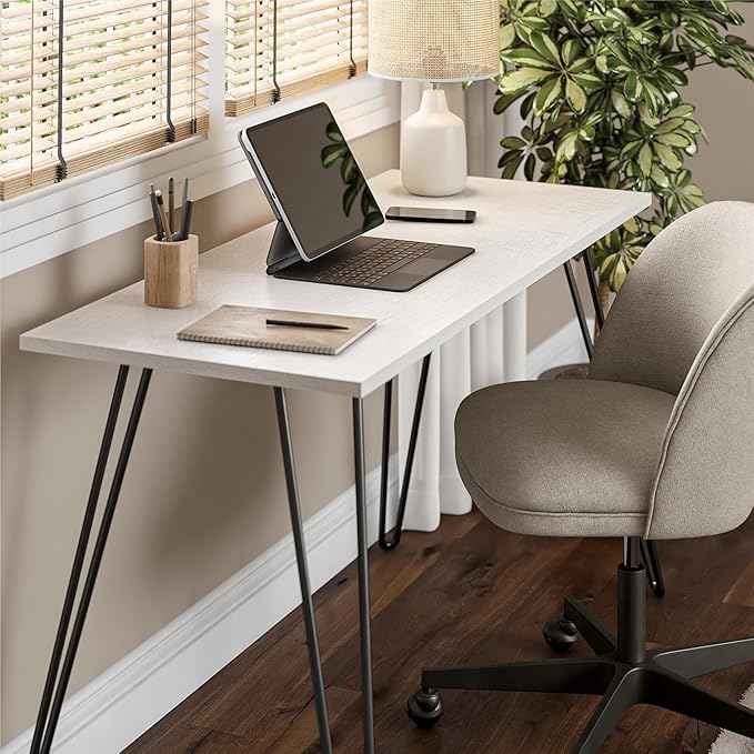 Multifunctional Computer Gaming Desk and Home Office Corner Desks Adjustable Work Standing Desks Feature Bedroom Craft Study TableWhiteOak