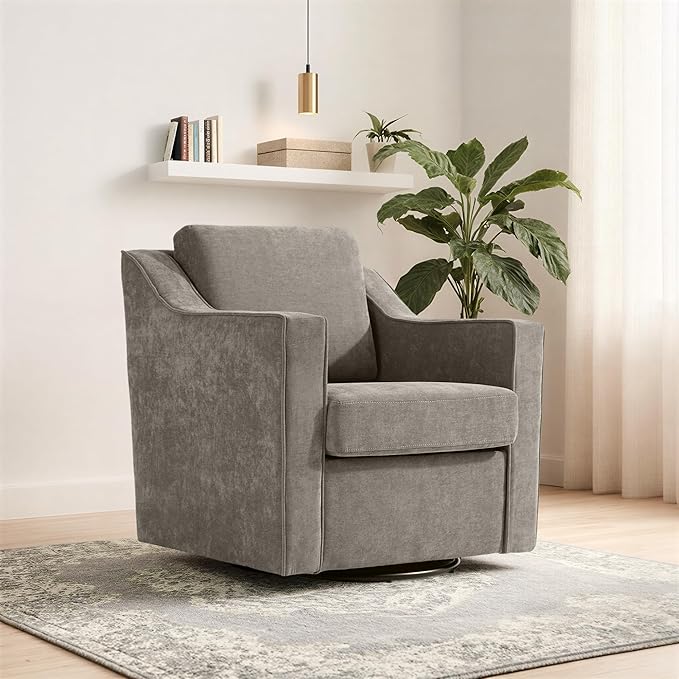 Swivel Accent Chair Modern Round Barrel Arm Chair for Living Room Bedroom Comfy Club Reading Chairs for Adults (Chenille Sand Set of 1)