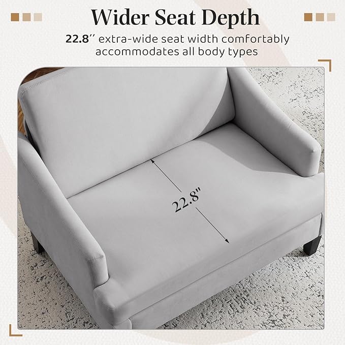 Bezseller Oversized Accent Chair 33.5'' Wide Accent Chairs with 2 Pillows for Living Room &amp Bedroom Modern Reading Chair Upholstered Single Sofa Chair Comfy Living Room Chair Grey