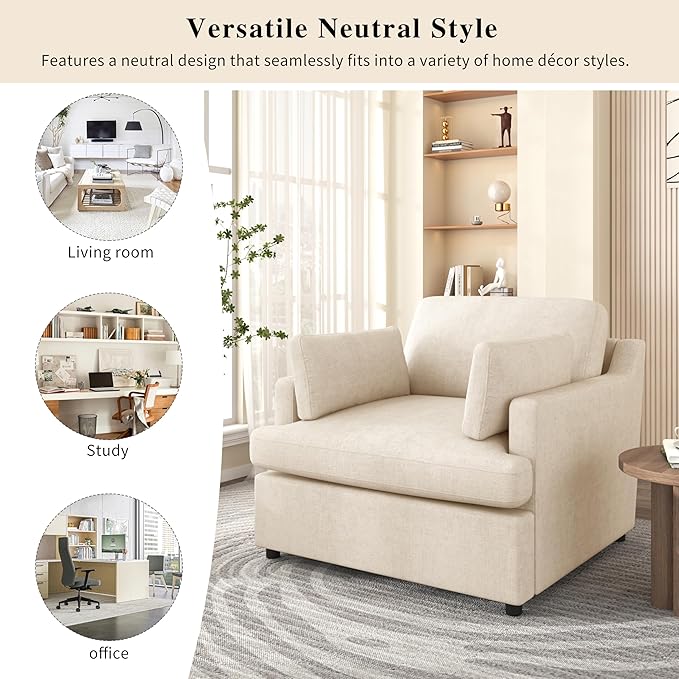 Christopher Knight Home Accent Chair Club Chair Upholstered T-Shaped Comft Seating Lounge Chair Large Size Armchair with Angeled Armrests Single Sofa Chair for Living Room Bedroom Study Beige