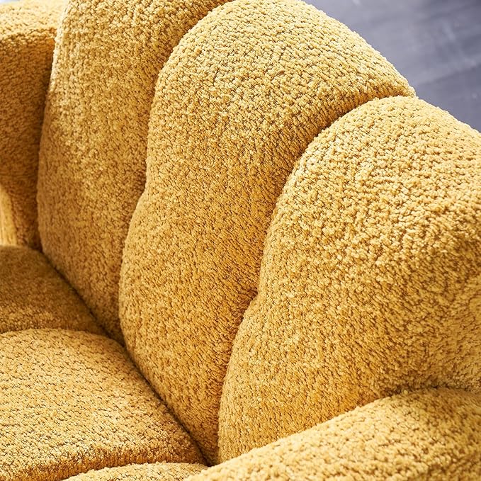 Comfortable Boucle Accent Chair Yellow 31.1 Inch Wide Modern Living Room Bedroom Seating