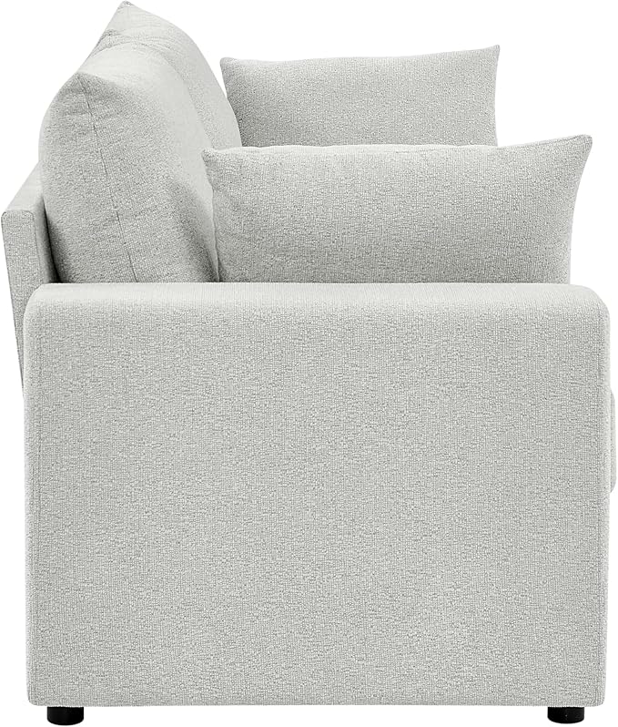 71 Modern Loveseat Sofa with Deep Seat Comfortable Couch with 2 Removable Pillows Minimalist Upholstered Sofa with Sturdy Frame for Living Room Office Studio Beige