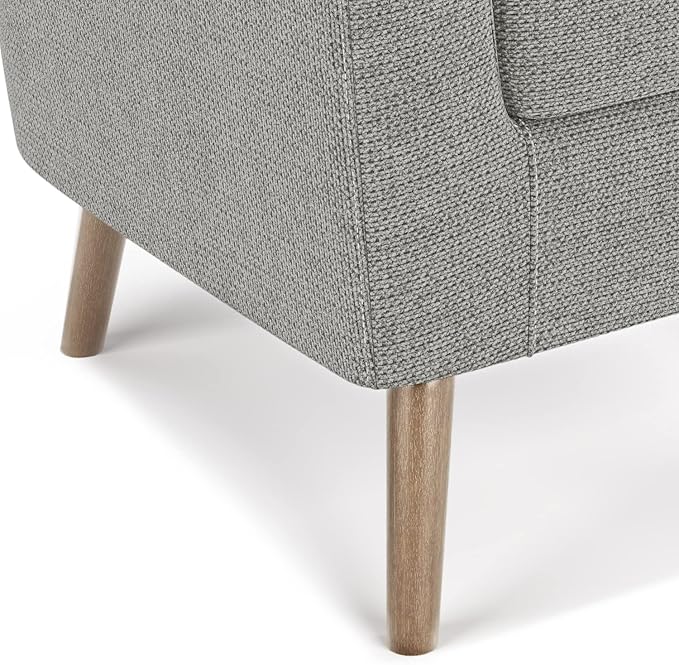SIMPLIHOME Thorne Accent Chair - 30 inch Wide Upholstered Contemporary Arm Chair in Classic Grey for Living Room or Bedroom with Curved Back Removable Cushion and Durable Fabric Upholstery