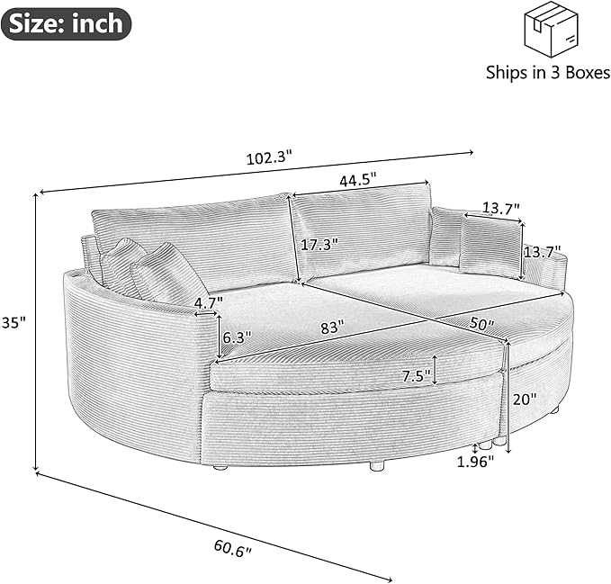 JUSTONE Ultimate Comfort 102.3 Oversized Sofa Bed Double Chaise Lounge with Deep Seat &amp USB Charging Multi-Functional Green Loveseat for Living Room