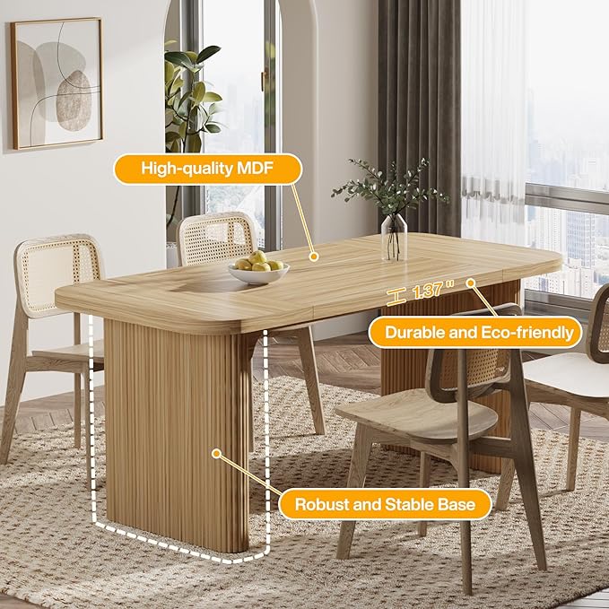 Tribesigns 62 Executive Desk Large Office Computer Desk with Double Pedestal Modern Simple Style Rectangle Writing Table for Home Office (Natural)