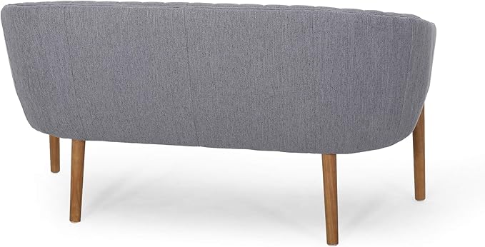 Great Deal Furniture Noble House Galena Mid-Century Fabric Loveseat in Charcoal
