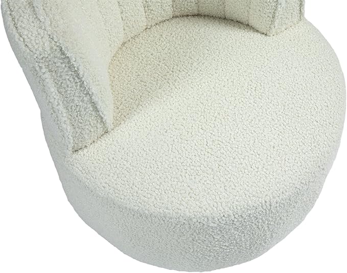 Small Barrel Chair Swivel Barrel Chair with Thicken Backrest Round Accent Chair for Living Room Bedroom Office Comfortable Velvet Fabric Soft High-Density Foam Padding (White)