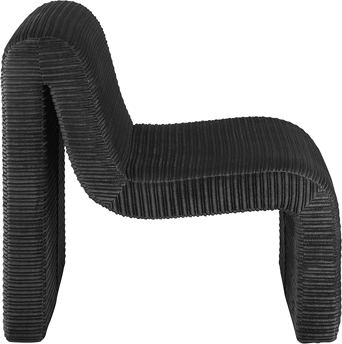 Coaster Home Furnishings - Drayton - Wood and Metal - Upholstered Armless Accent Chair with Sinuous Curves Ribbed Detailing and Foam Padding - Living Room - Black - 907526