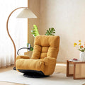 KEIKI Swivel Armchair with Phone Holder Adjustable Backrest &amp Waist Support Upholstered Accent Sofa Chair Comfortable Single Sofa Chair for Living Room Yellow