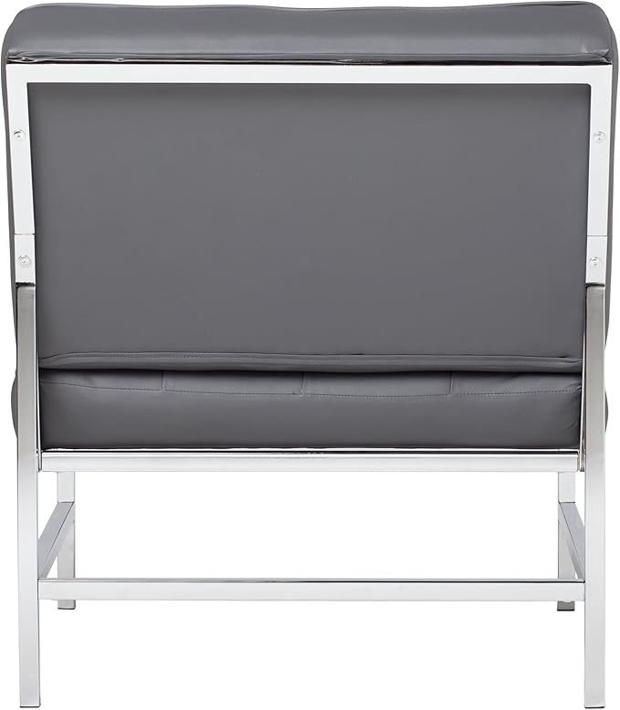 Ashlar Modern Accent Chair in Blended Leather Chrome/Gray