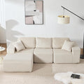 101.5'' Modular Sectional Sofa Cloud Sectional Couch with Deep Seat Comfy Fluffy L Shaped Couches Memory Foam Sofa with 1 Ottoman Corduroy Boneless Couch No Assembly Required Beige