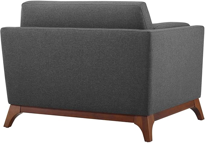 Modway Chance Mid-Century Modern Upholstered Fabric Accent Lounge Arm Chair In Gray