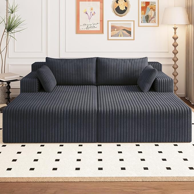 70.8 Oversized Double Chaise Lounge Indoor Upholstered Deep Seat Cloud Couch Corduroy Lounge Chair Modern Sofa Bed Loveseat Sleeper Chair for Living Room Bedroom ApartmentDark Gray