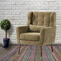 Modern Accent Chair Chenille Upholstered Arm Chair with Pillow Comfy Soft Padded Chair Fabric Single Sofa Chair Reading Accent Chair for Living Room Bedroom Olive Green