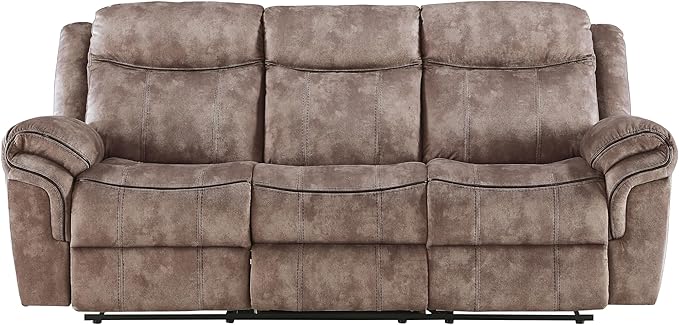 Acme Zubaida Velvet Motion Reclining Sofa with USB Dock in 2-Tone Chocolate