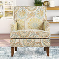Modern Floral Wingback Accent Chair - Upholstered Fabric Club Chair for Living Room Bedroom &amp Reception Room Mid-Century Comfort Sofa Chair with Elegant Home Decor (Floral 1)
