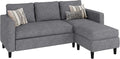 JAMFLY Sectional Sofa Couch Convertible L Shaped Sofas with Ottoman Small Sectional Couches for Living Room 3 Seater Couch for Small Spaces Dark Grey
