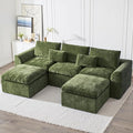 Modern Sectional Cloud Couch - 120'' Soft Modular Sectional Sofa – No Assembly Required - Deep Seat Couches with 2 Movable Ottomans - Oversized Chenille Sofa for Living Room - Green
