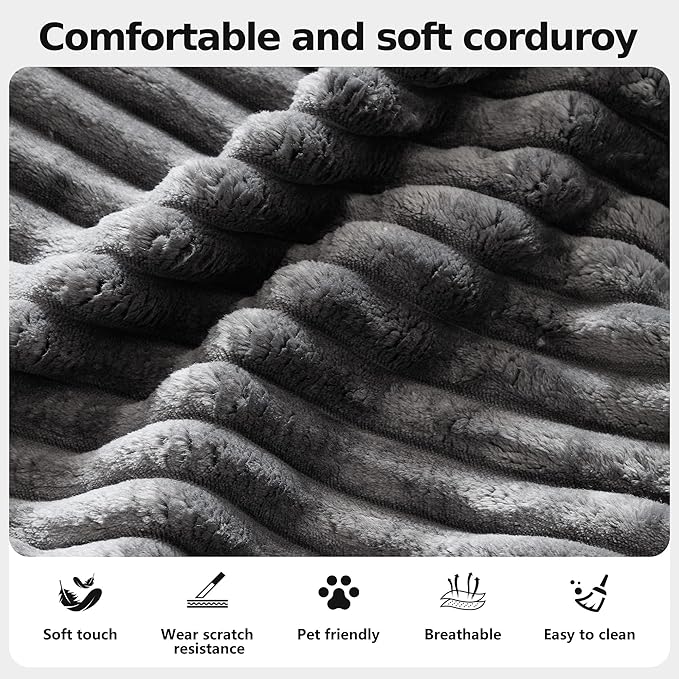 CHORRO107''Sectional Cloud Couch for LivingroomModular Corduroy Boneless Couch U-Shaped Sofa with Chaise and Pillows4-Deep Seat Sectional Sofa with 2 OttomanNo Assembly(Grey)